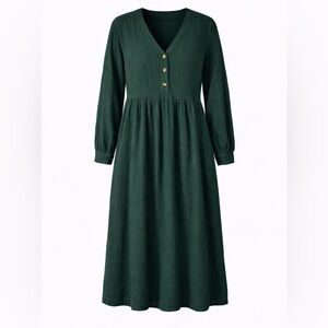 Madewell Textured Cotton Henley Midi Dress Cottagecore Size 4